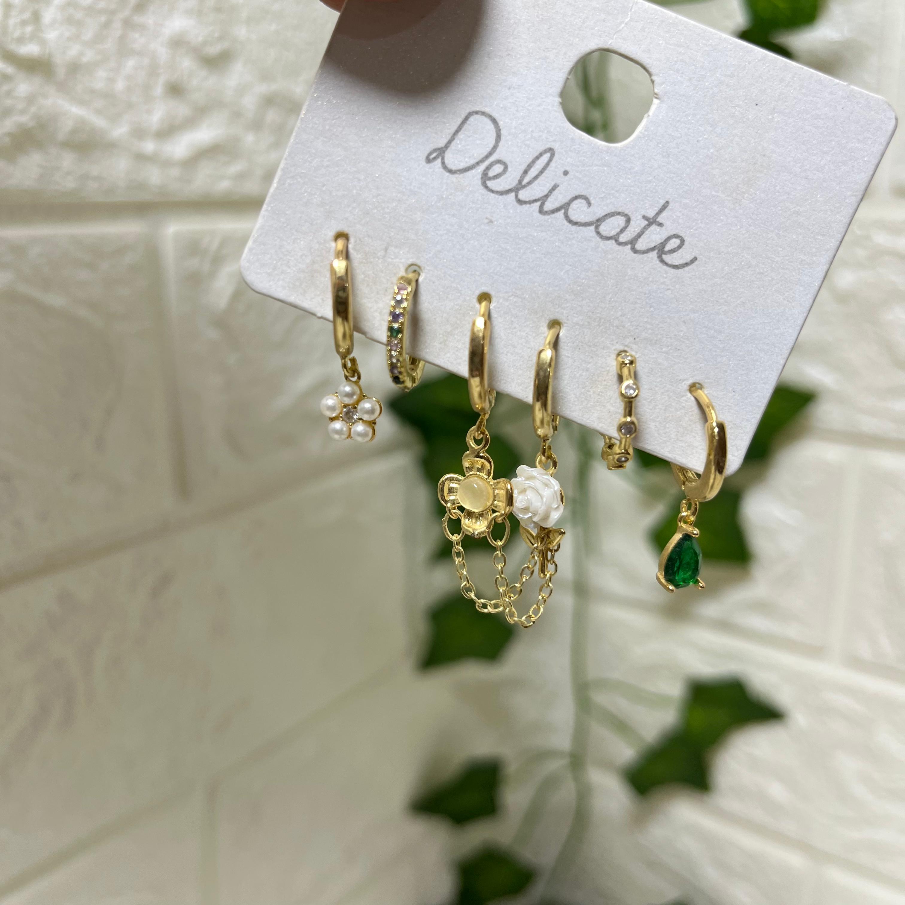 Gold Plated Hoop Earrings Set (stainless steal)