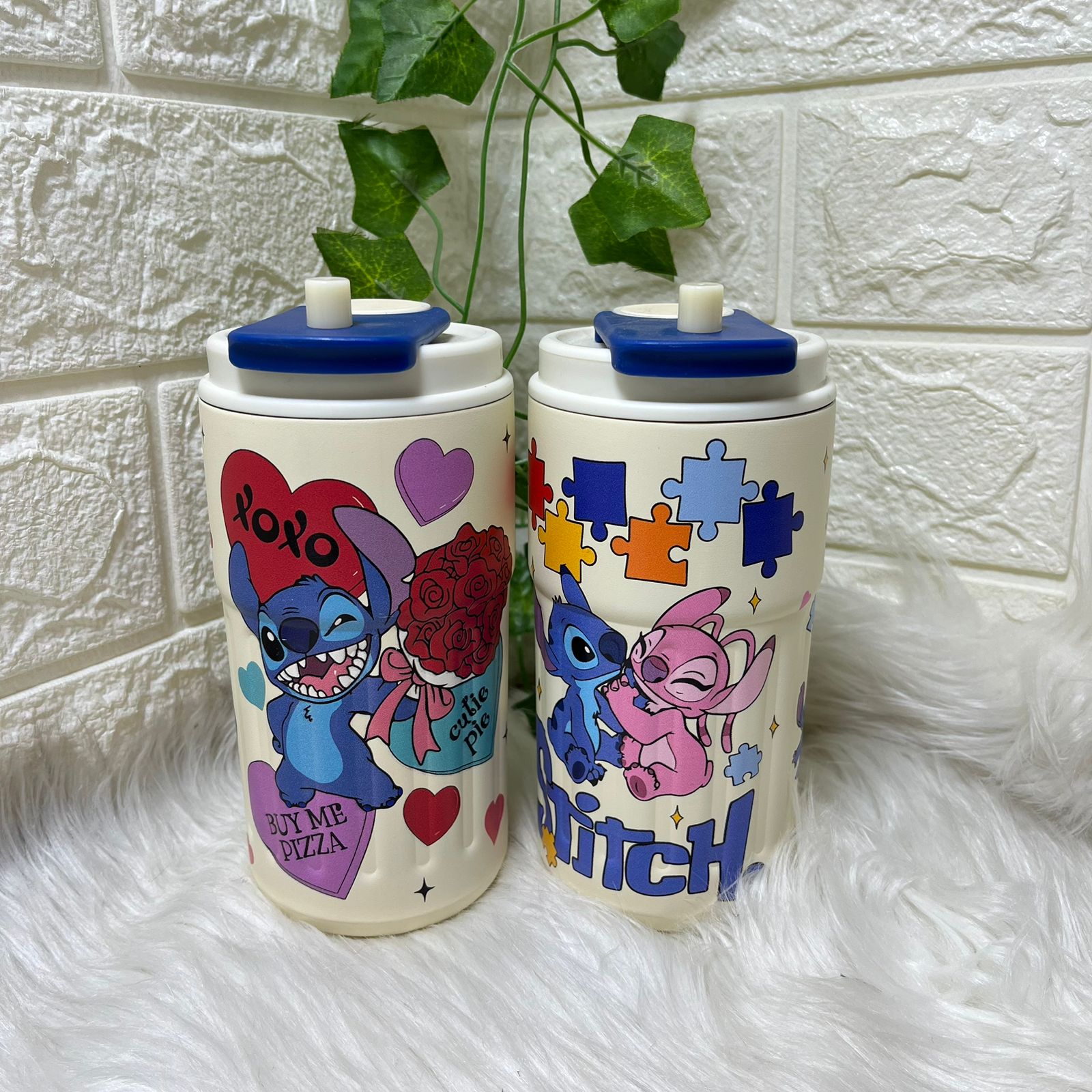 Stitch-themed water bottles