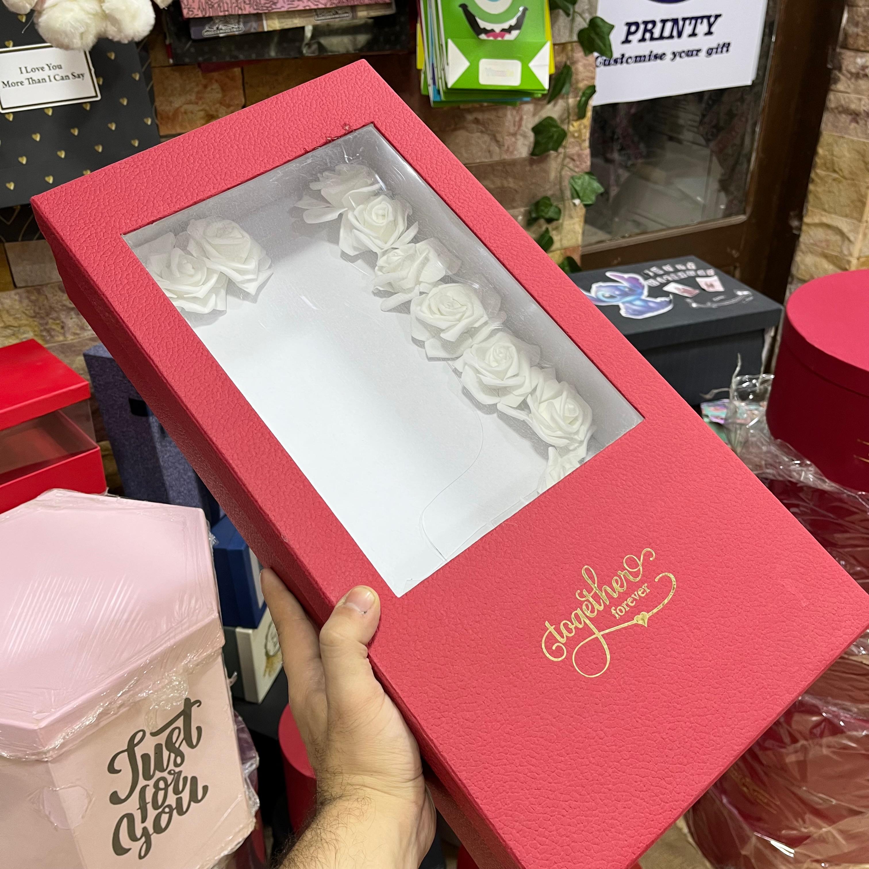 White Roses in Elegant Red Box