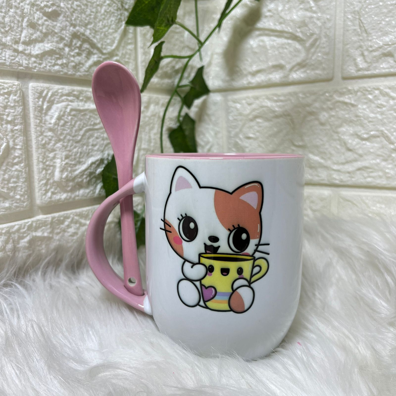 Mug with Spoon PRINTED WITH YOUR OWN DESIGN OR PHOTO