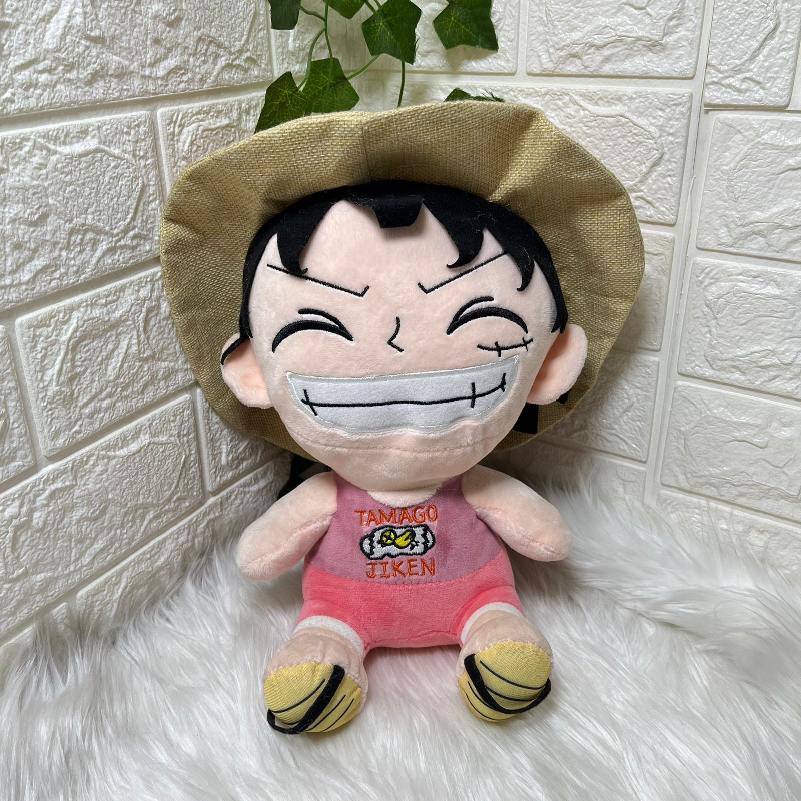 LUFY Plush Doll with Pink Overalls 35cm