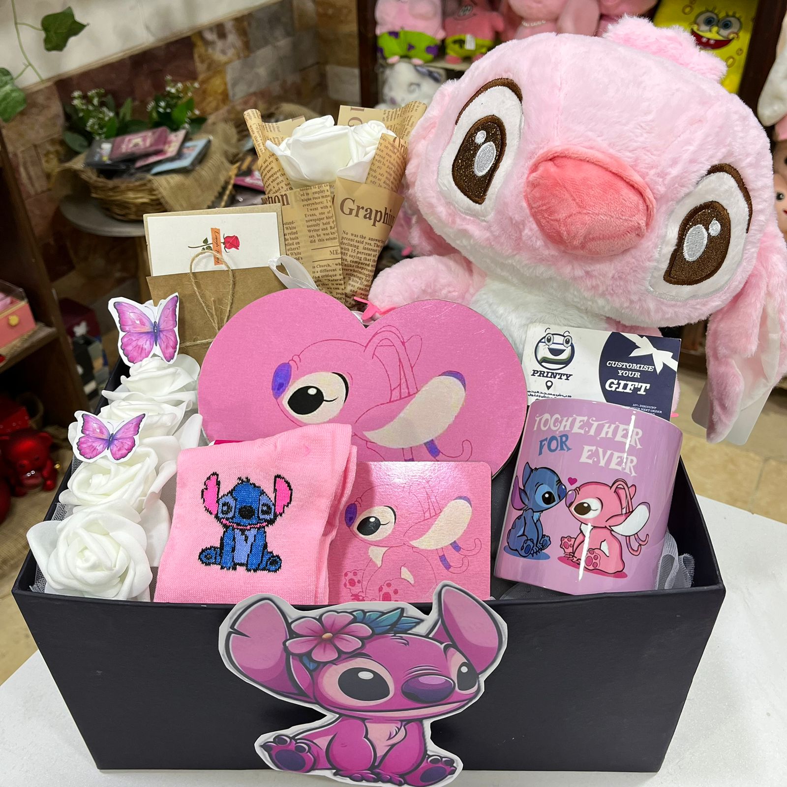 Stitch and Angel Gift Basket