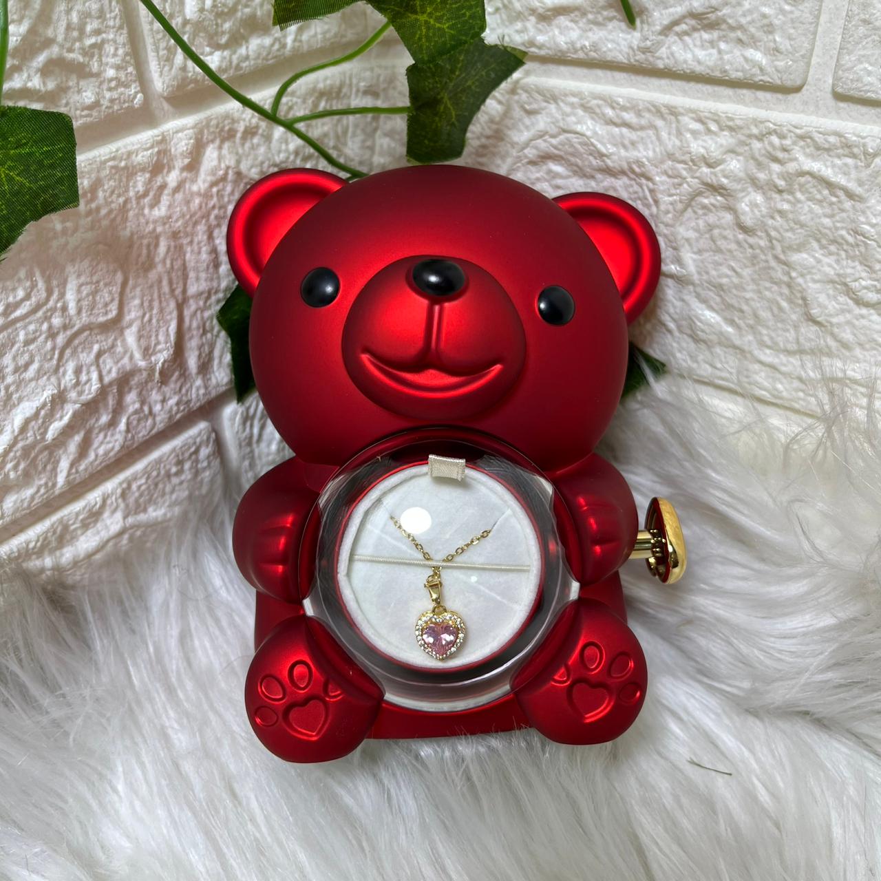 Red Bear Jewelry Display with Pendant