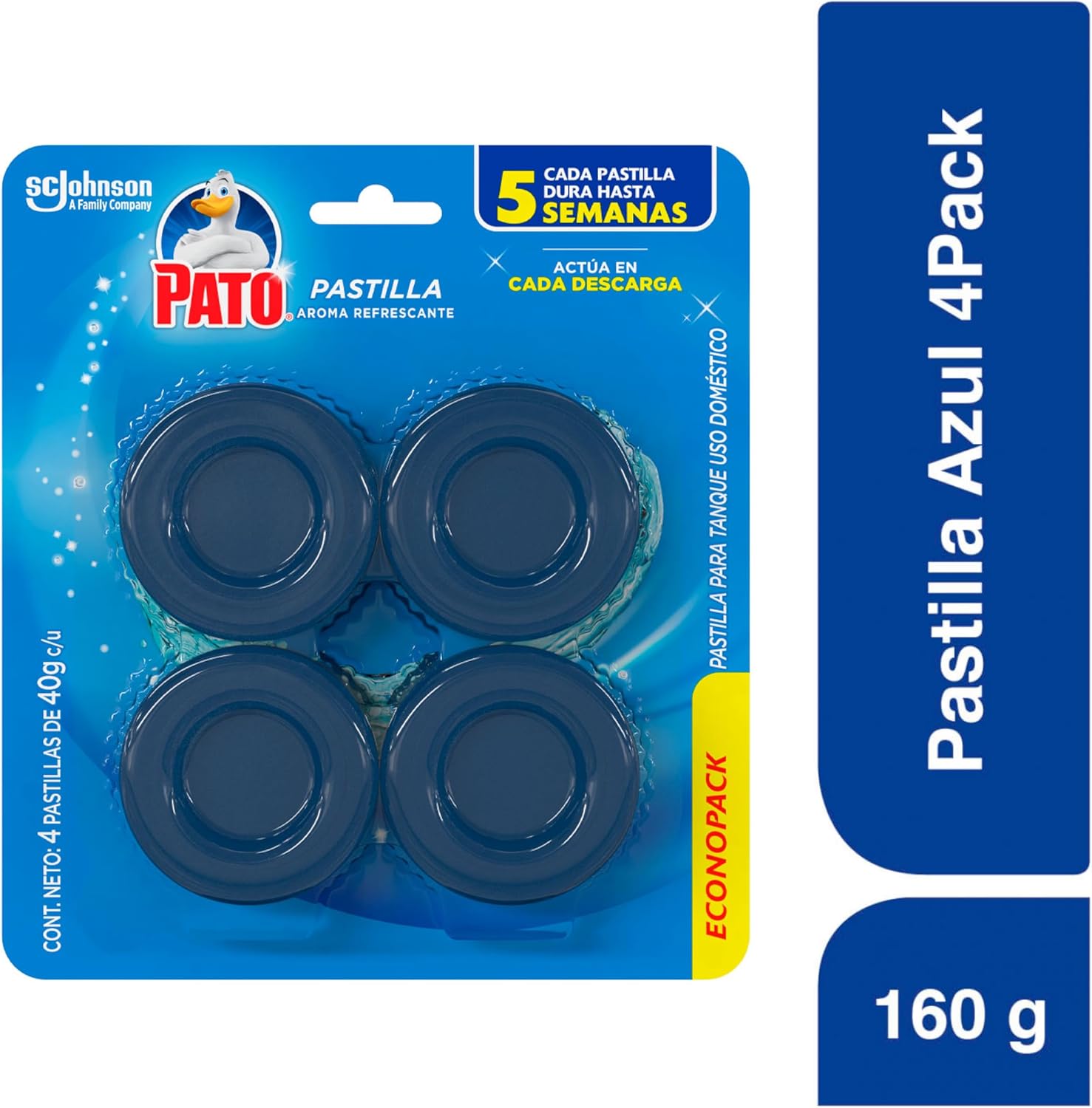 Pato Purific Pastillas para Tanque de Inodoro, Aroma Refrescante, 4 Unidades de 40g