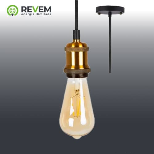 LAMP DECOR COLGANTE, GOLDEN 18*38CM REVEM