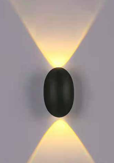 APLIQUE PARED OVAL NEGRO 15W 6200K GENERAL LED