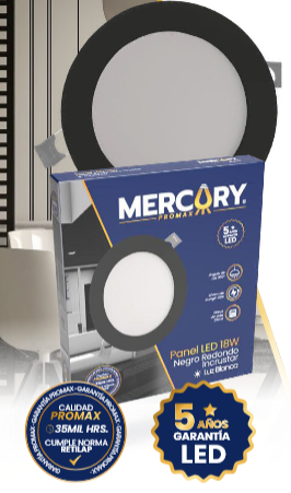 PANEL LED NEGRO 6500K REDONDO/EMP MERCURY