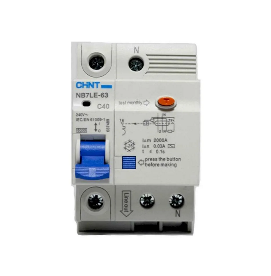 BREAKER DIFERENCIAL 1P+NEUTRO 40A 30MA CHINT 819936