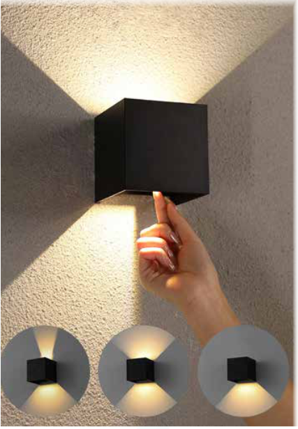 APLIQUE PARED AJUSTABELA CUADRADO SIMPLE NEGRO 6W 3200K GENERAL LED