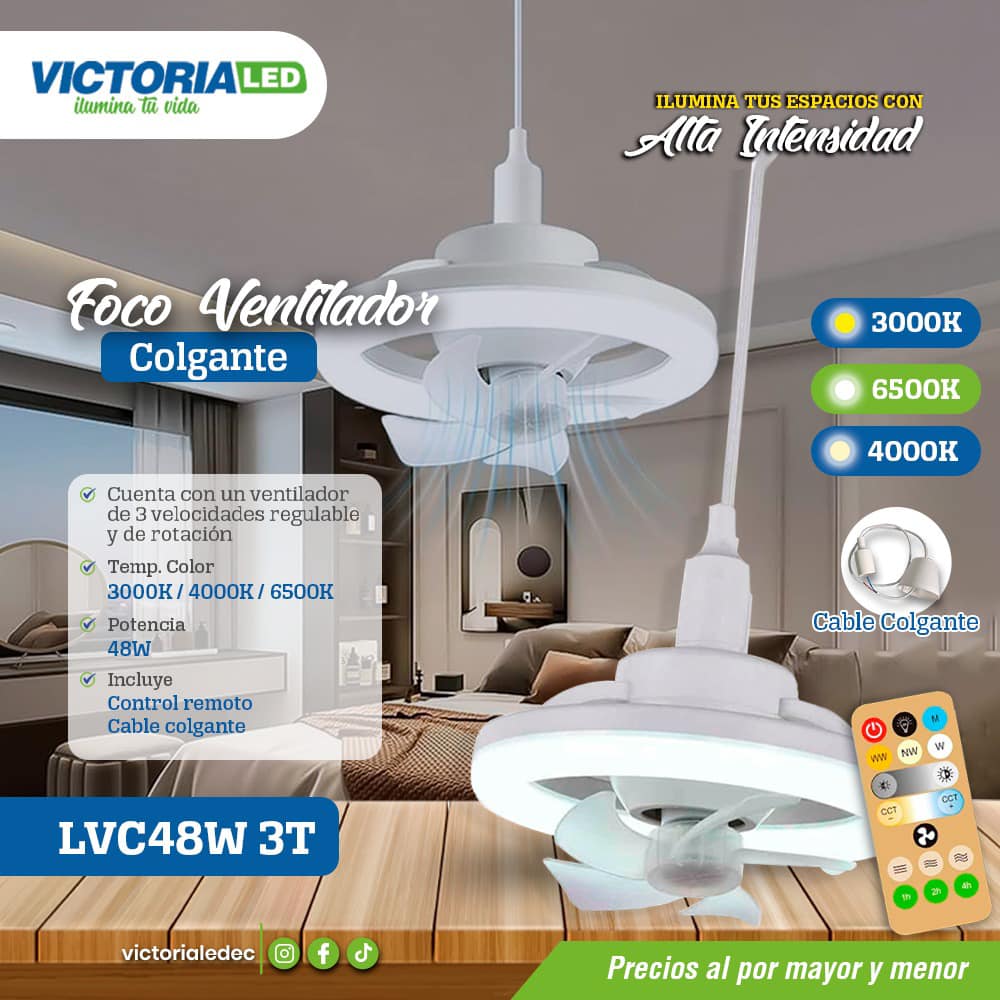 FOCO LED 48W VENTILADOR 3T COLGANTE VICTORIA