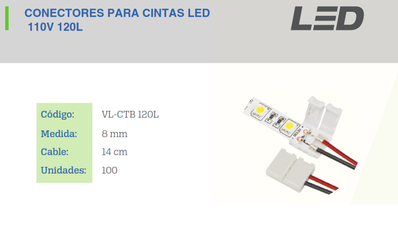 CONECTOR P/CINTA LED 110V 8MM VICTORIA LED