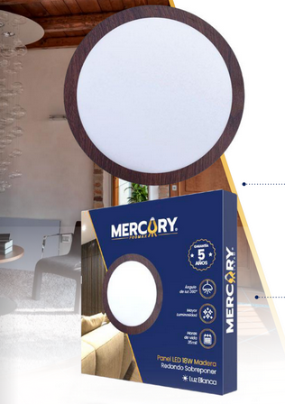PANEL LED MADERA 6500K REDONDO/EMP MERCURY