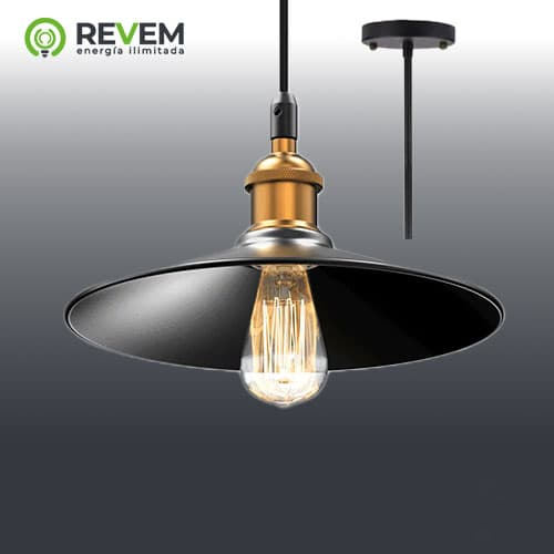 LAMP DECOR COLGANTE, LINEA INDUSTRIAL, NEGRO D36*H23CM REVEM