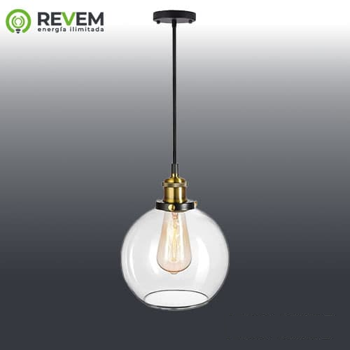 LAMP DECOR COLGANTE, LINEA SKALA, NEGRO TRANASPARENTE VIDRIO 5*28CM REVEM