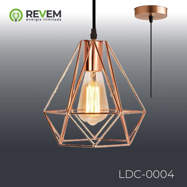 LAMP DECOR COLGANTE, LINEA INDUSTRIAL, ORO ROSA 20*26CM REVEM