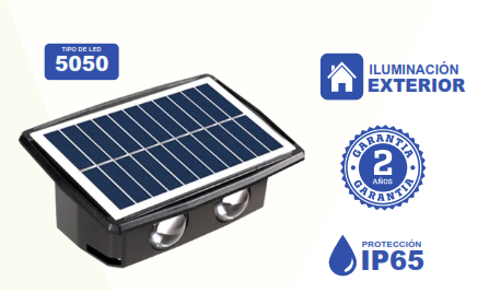 APLIQUE DE PARED SOLAR 2*4W VICTORIA LED