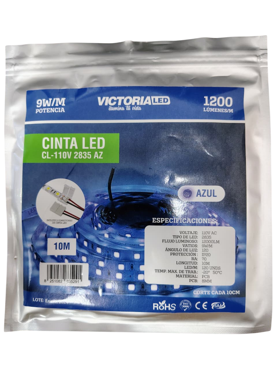 CINTA LED P/PERFIL 110V AZUL- ROJA - VERDE 120L/METRO VICTORIA