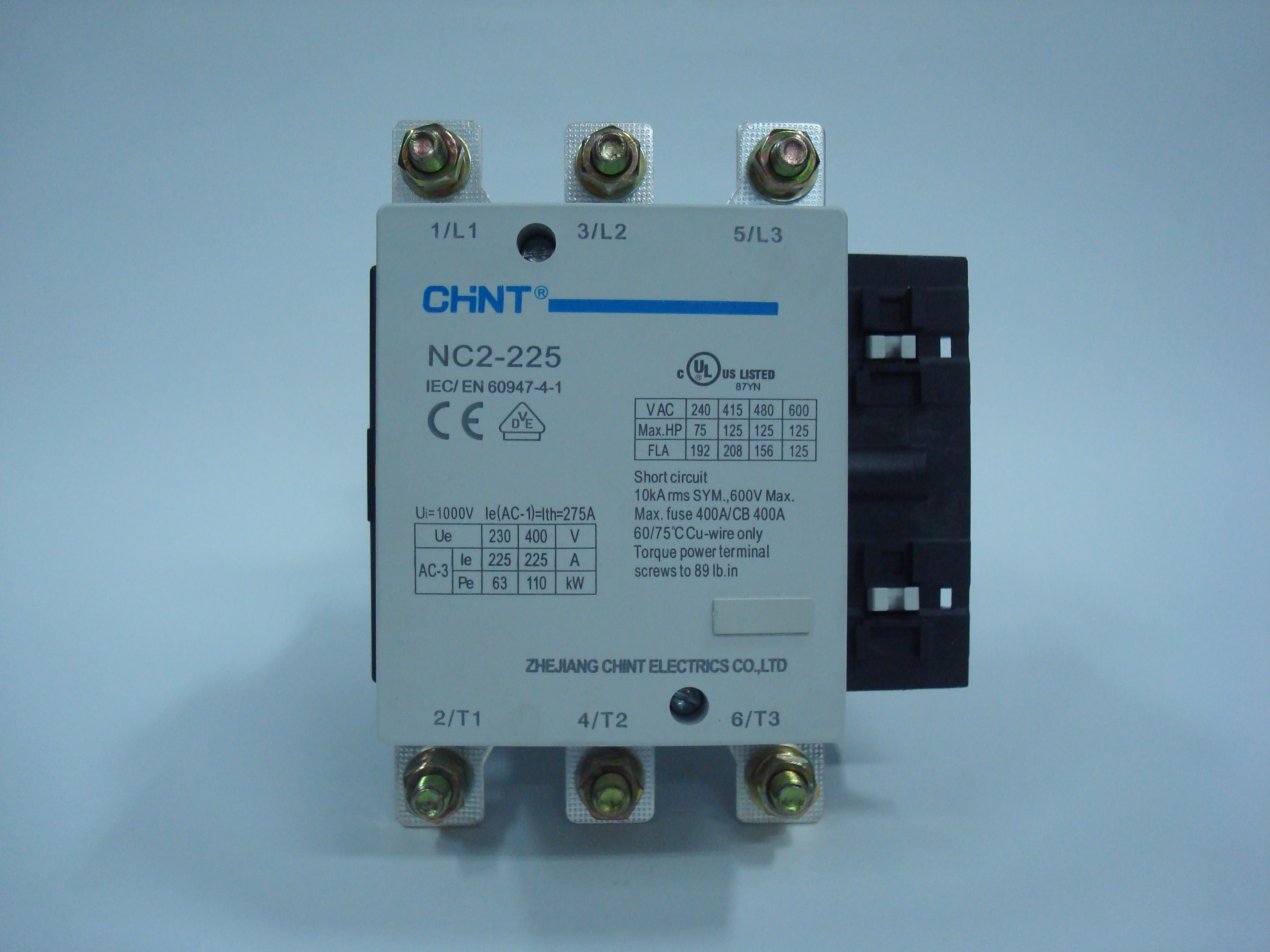 CONTACTOR 225 AMP 220VAC CHINT