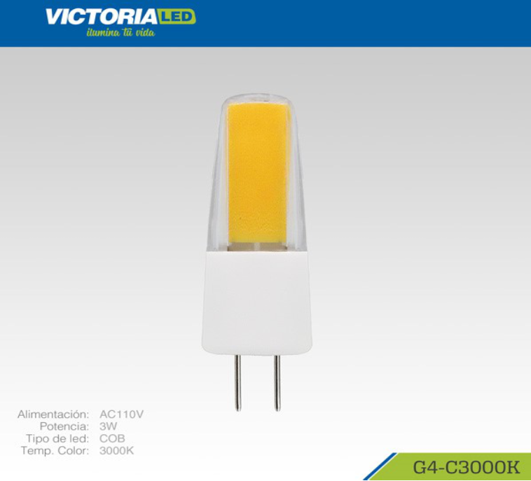 FOCO LED G4 3W 110V 3000K COB VICTORIA LED