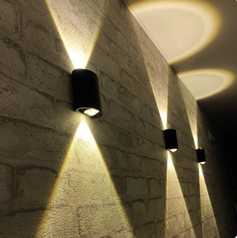 APLIQUE DE PARED NEGRO PEQUEÑO IP64 2*1W 3200K VICTORIA LED