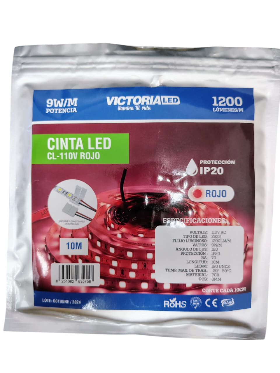 CINTA LED P/PERFIL 110V AZUL- ROJA - VERDE 120L/METRO VICTORIA