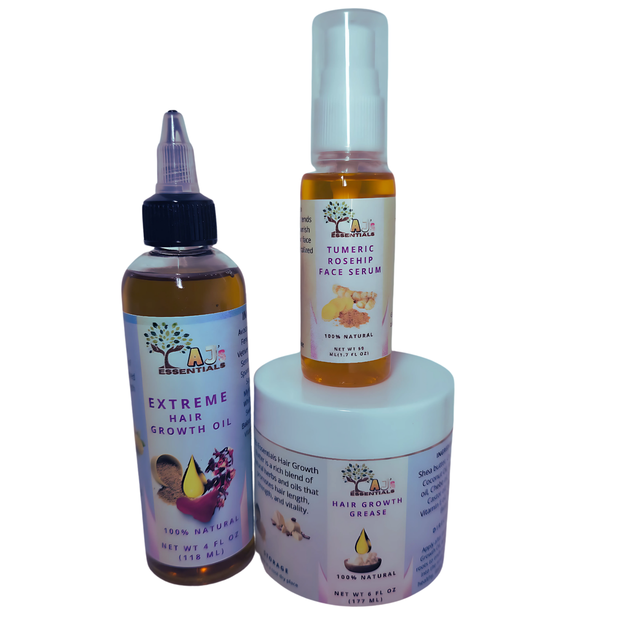 Complete Nourishment Combo – 4 Oz Hair Growth Oil, 6 Oz Hair Butter & 1.7 ml Face Serum