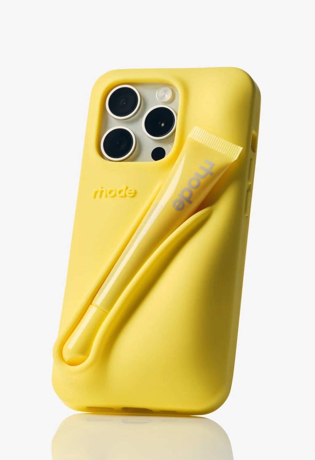 Yellow Silicone Phone Case with Attached Brush