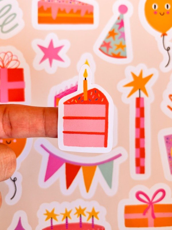 Sticker de pastel de cumpleaños