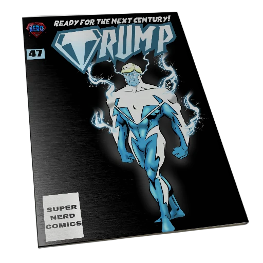 SILVER METAL BLUE SUPERMAN TRUMP HOMAGE COMIC