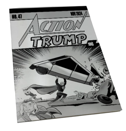 Action Trump BW Homage Silver Metal Comic