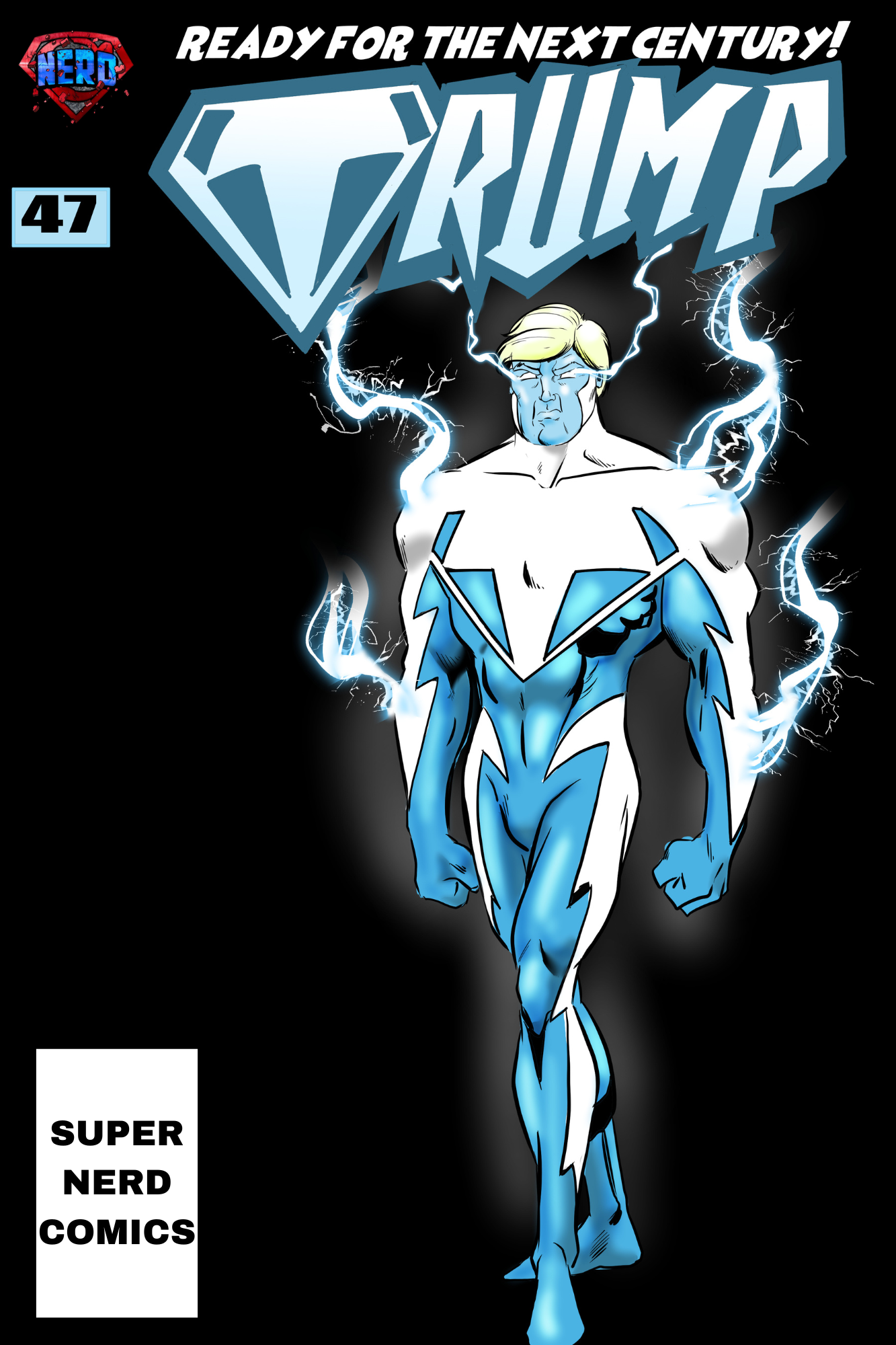 SILVER METAL BLUE SUPERMAN TRUMP HOMAGE COMIC
