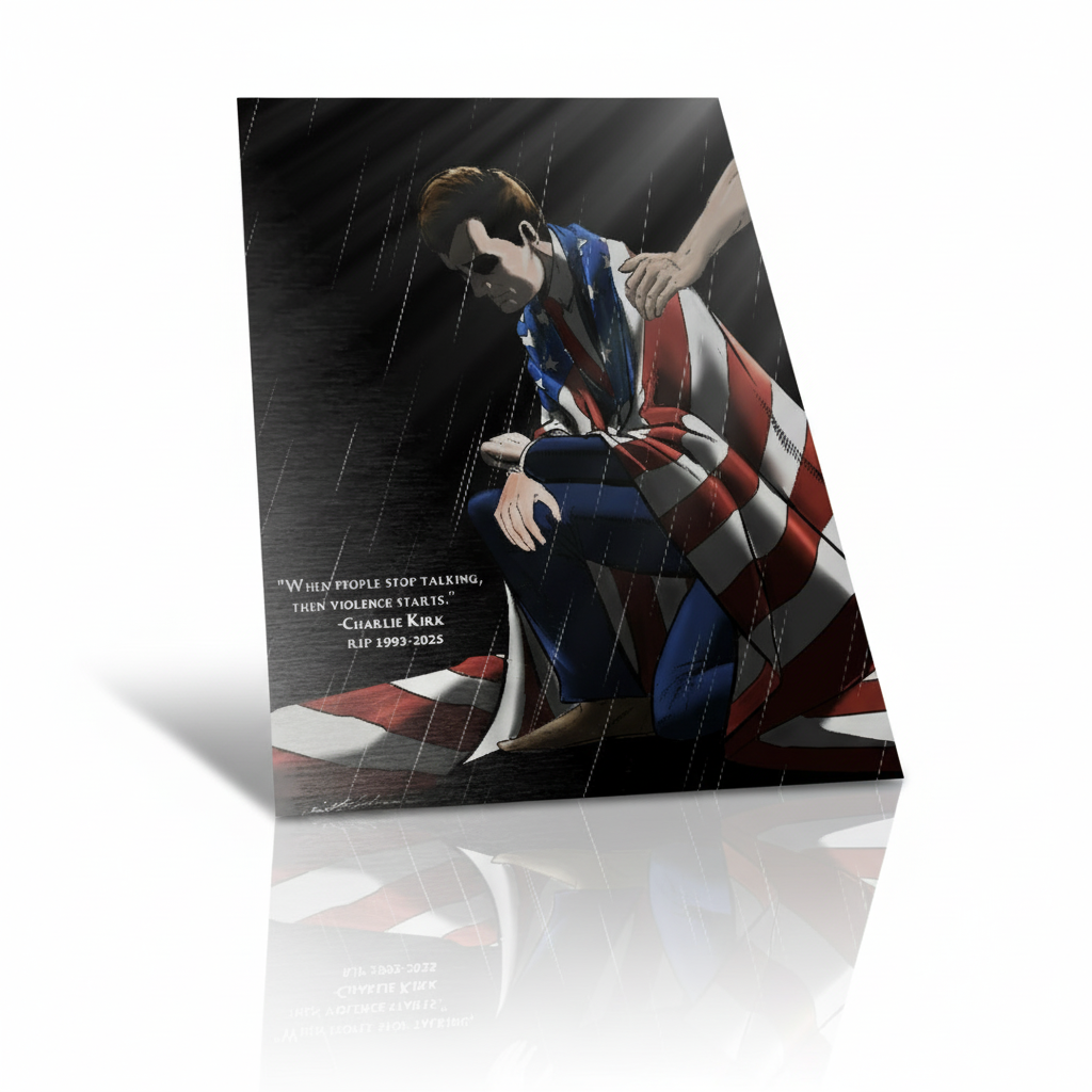 Charlie Kirk Tribute Exclusive Hand Silver METAL Comic
