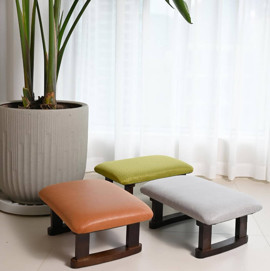 otomano acolchado de 16.1 pulgadas x 6.7 pulgadas con patas de madera, moderna sala de estar, dormitorio, trabajo, sala de uñas, reposapiés