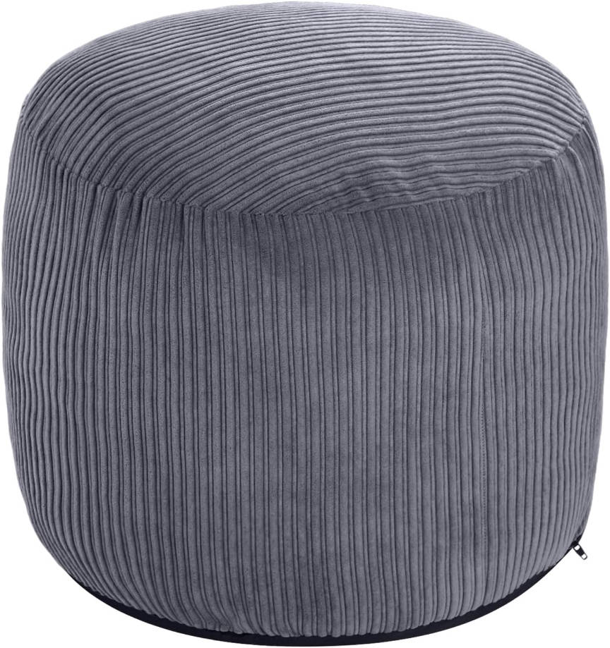 Puf otomano con espuma otomana pequeña de pana para sala de estar, puf de 20 x 15 pulgadas, reposapiés para silla de oficina, taburete de pie gris oscuro, pequeño