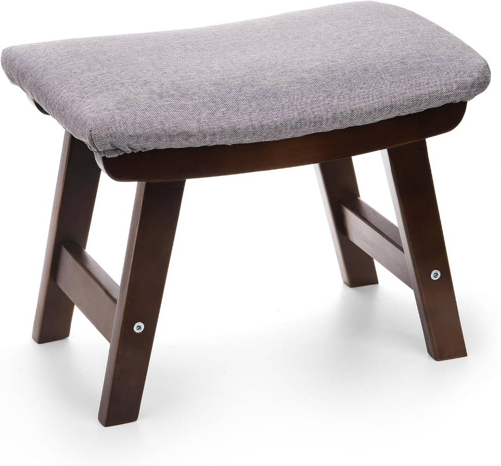 Taburete de pie pequeño, reposapiés otomano debajo del escritorio, sofá taburete de asiento de té con patas de madera y acolchado, asiento de banco rectangular para sala de estar, dormitorio