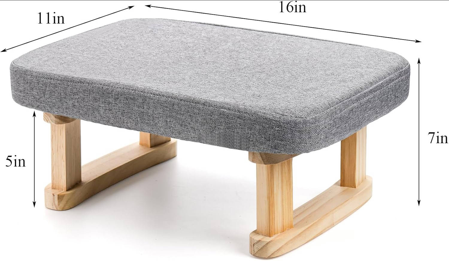 Taburete otomano pequeño, reposapiés rectangular de tela con patas de madera y acolchado suave antideslizante, reposapiés moderno escalón para sofá, escritorio, oficina, sala de estar