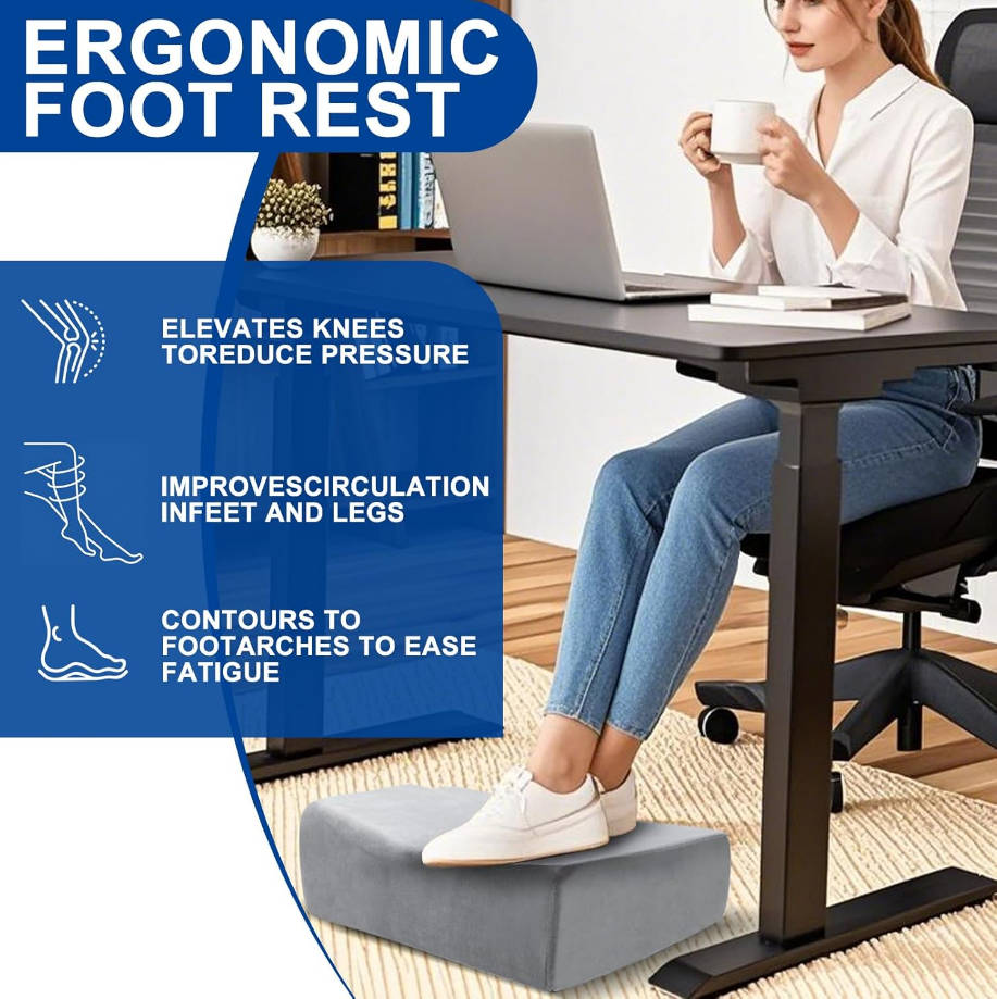 ajustable para debajo del escritorio en el trabajo, reposapiés ergonómico de 3 alturas, taburete de oficina de 17 x 11 pulgadas, cojín de terciopelo suave, base antideslizante para el hogar