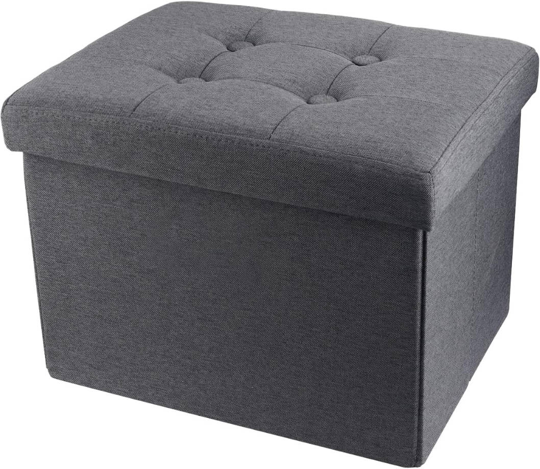 Reposapiés otomano de almacenamiento, otomano pequeño con almacenamiento, otomano plegable, reposapiés, banco para sala de estar, 17 x 13 x 13 pulgadas, color gris