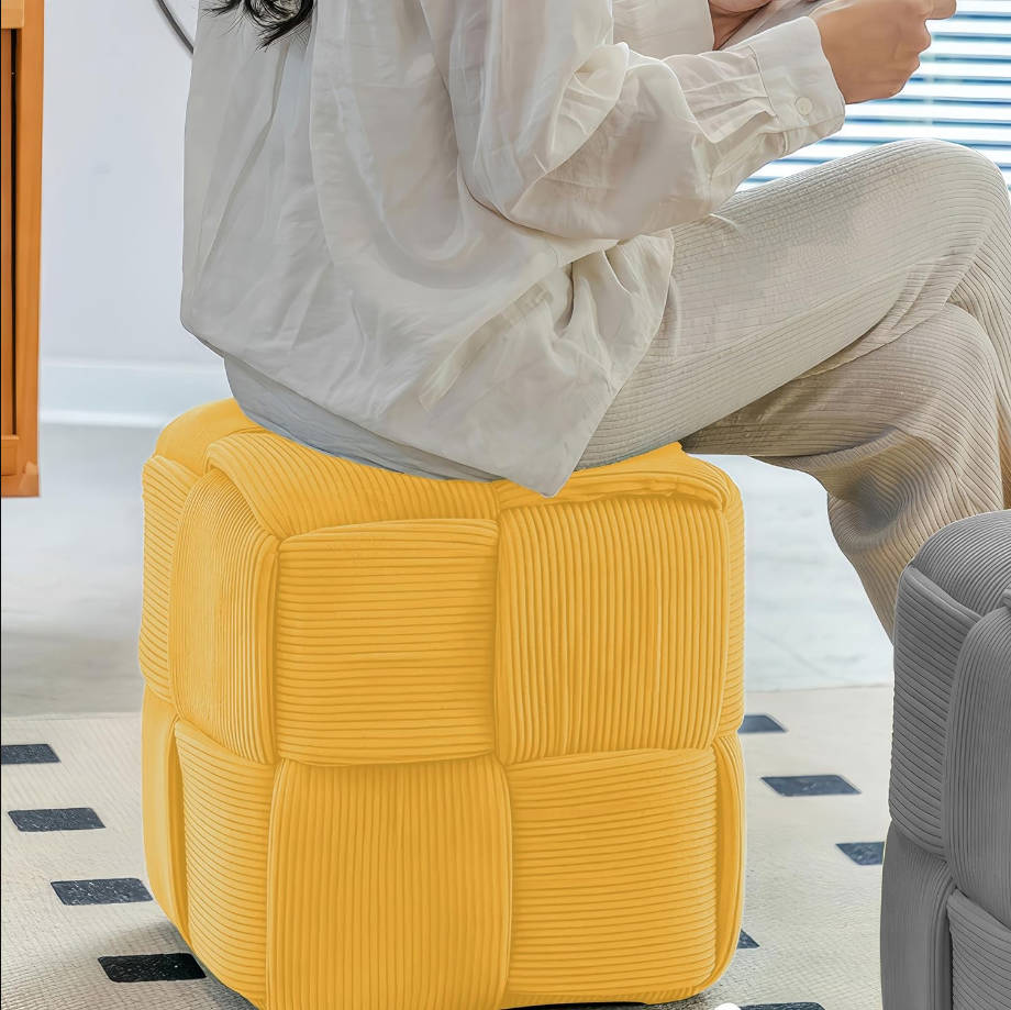 otomano suave y cómodo otomano cuadrado de pana tejida diseño taburete