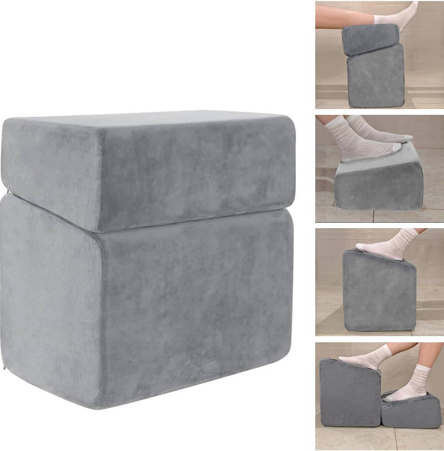 ajustable para debajo del escritorio en el trabajo, reposapiés ergonómico de 3 alturas, taburete de oficina de 17 x 11 pulgadas, cojín de terciopelo suave, base antideslizante para el hogar