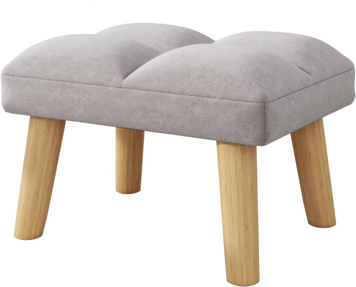 Reposapiés, pequeño taburete otomano con patas de madera, moderno asiento acolchado para sofá, taburete reposapiés, taburete de terciopelo para pies, sofá reposapiés para sala de estar, entrada,