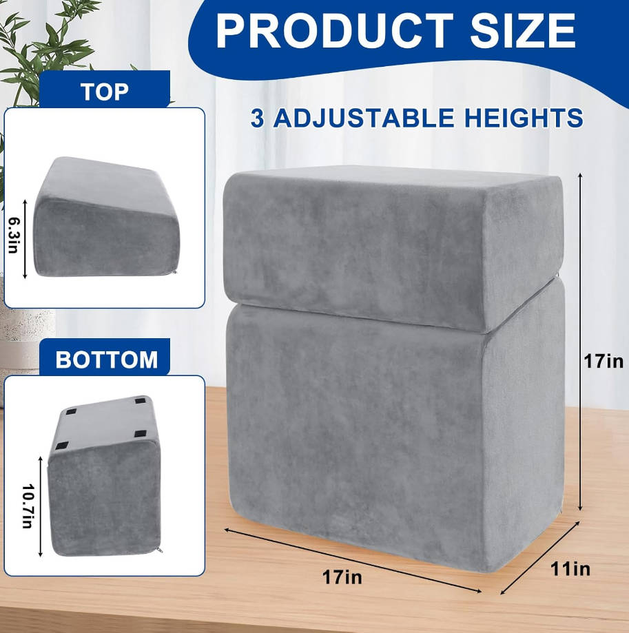 ajustable para debajo del escritorio en el trabajo, reposapiés ergonómico de 3 alturas, taburete de oficina de 17 x 11 pulgadas, cojín de terciopelo suave, base antideslizante para el hogar