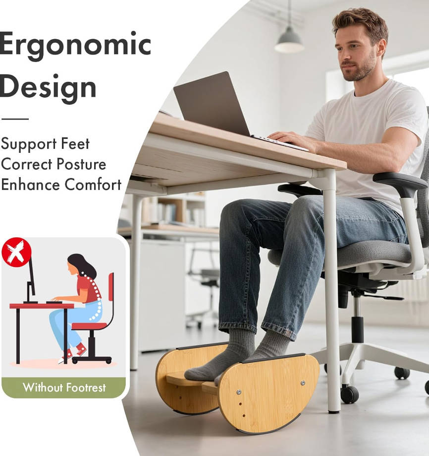 para debajo del escritorio en el trabajo, reposapiés reversible 2 en 1, reposapiés ajustable, reposapiés ergonómico para debajo del escritorio de juegos, reposapiés de apoyo