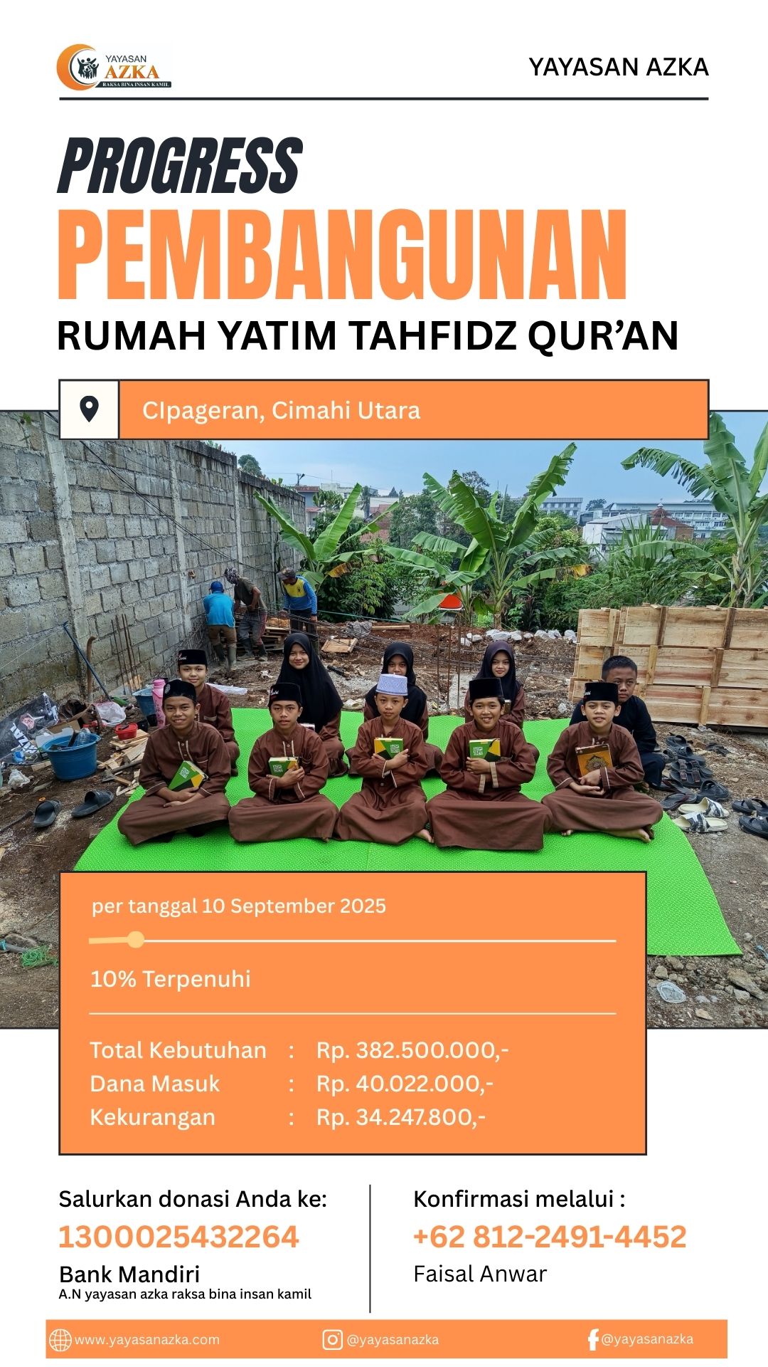 Wakaf Pembangunan Rumah Yatim Tahfidz Qur'an