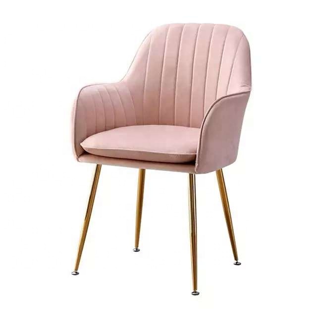Modern Restaurant Chair Nordic Velvet Armchair Dining Furniture Fabric Tufted Dining Chair Wiht Gold Leg