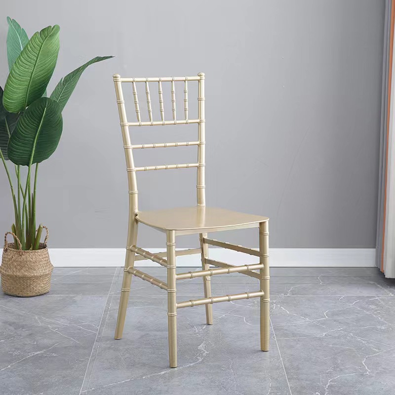  Luxury Modern Gold Painted Plastic Dining Chair High Back Stackable Plastic Chair for Wedding