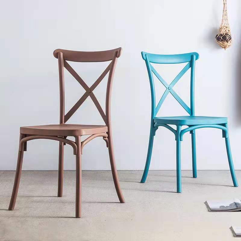 White Plastic Stackable Cross Back Dining Chairs Event Chairs