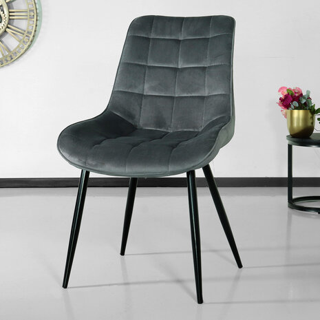 Modern Black Fabric Velvet Interior Decoration Restaurant Dining Chair With Solid Back Foam Cushion Seat