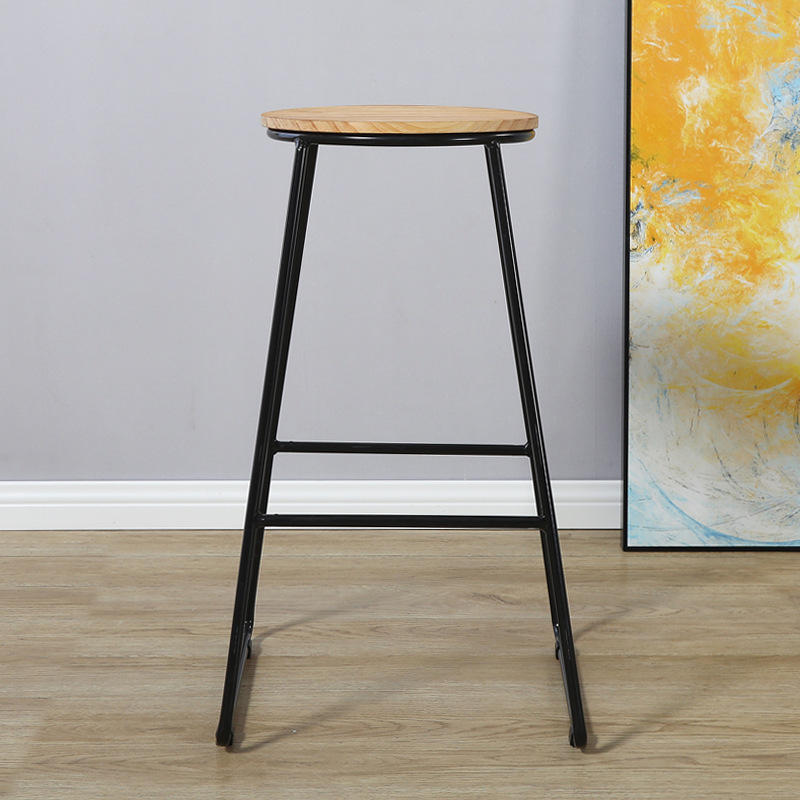 Nordic Modern Wood Seat Bar Stool Chairs Custom High Quality Metal Leg Restaurant Bar Stools