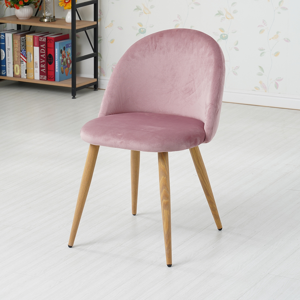  High Quality Modern Velvet Dining Room Furniture New Nordic Pink Fabric Dining Chair